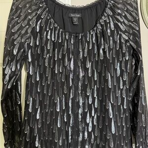 White House Black Market Classic Black Silk Top